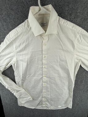 STENSTROMS Long Sleeve White Button Up Shirt Size 40 (15.75) Fitted Body Cotton